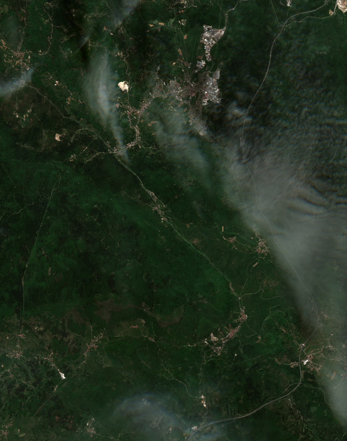 Najnovejši posnetek Logatca iz Sentinel-2 satelita
