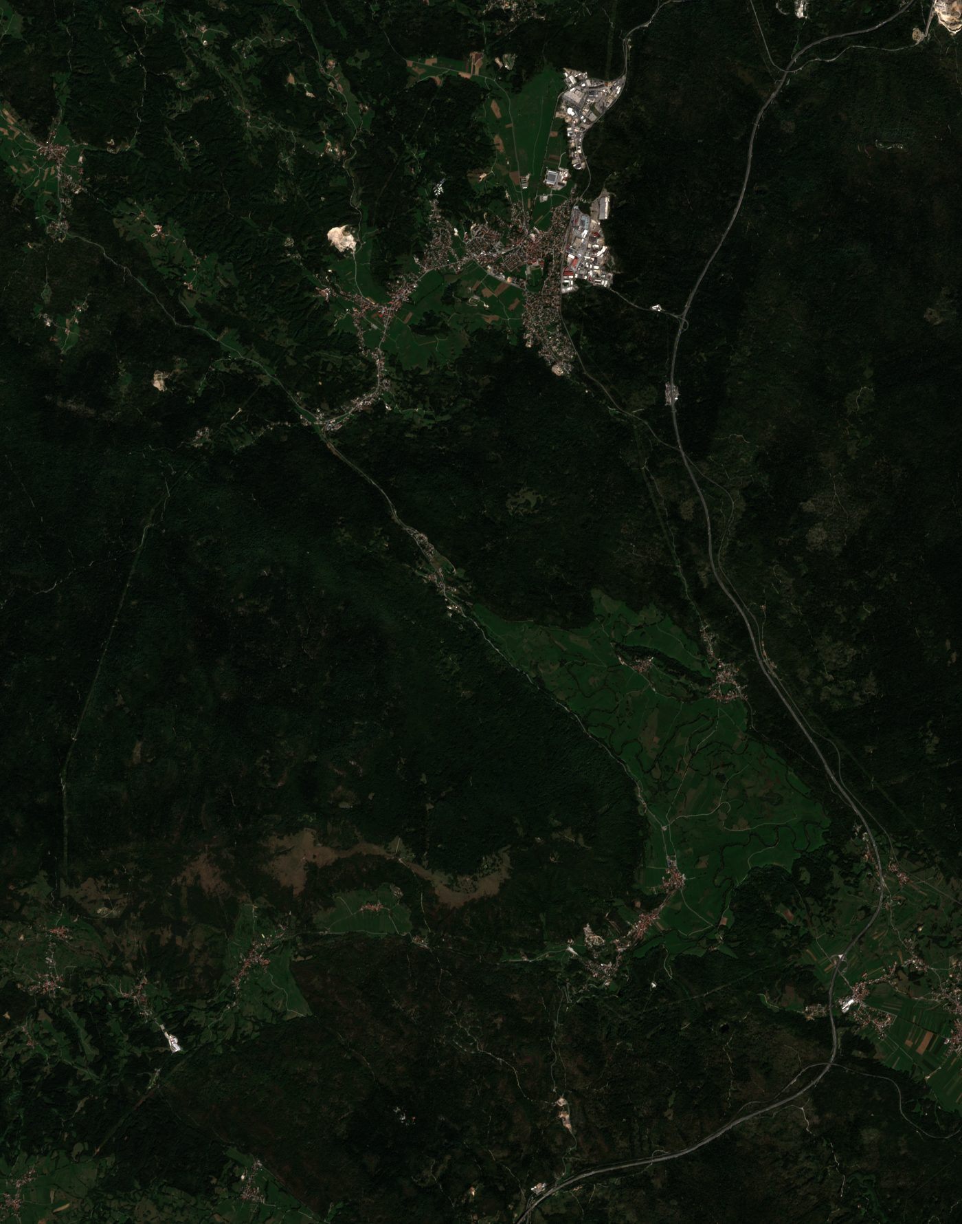 Najnovejši posnetek Logatca iz Sentinel-2 satelita